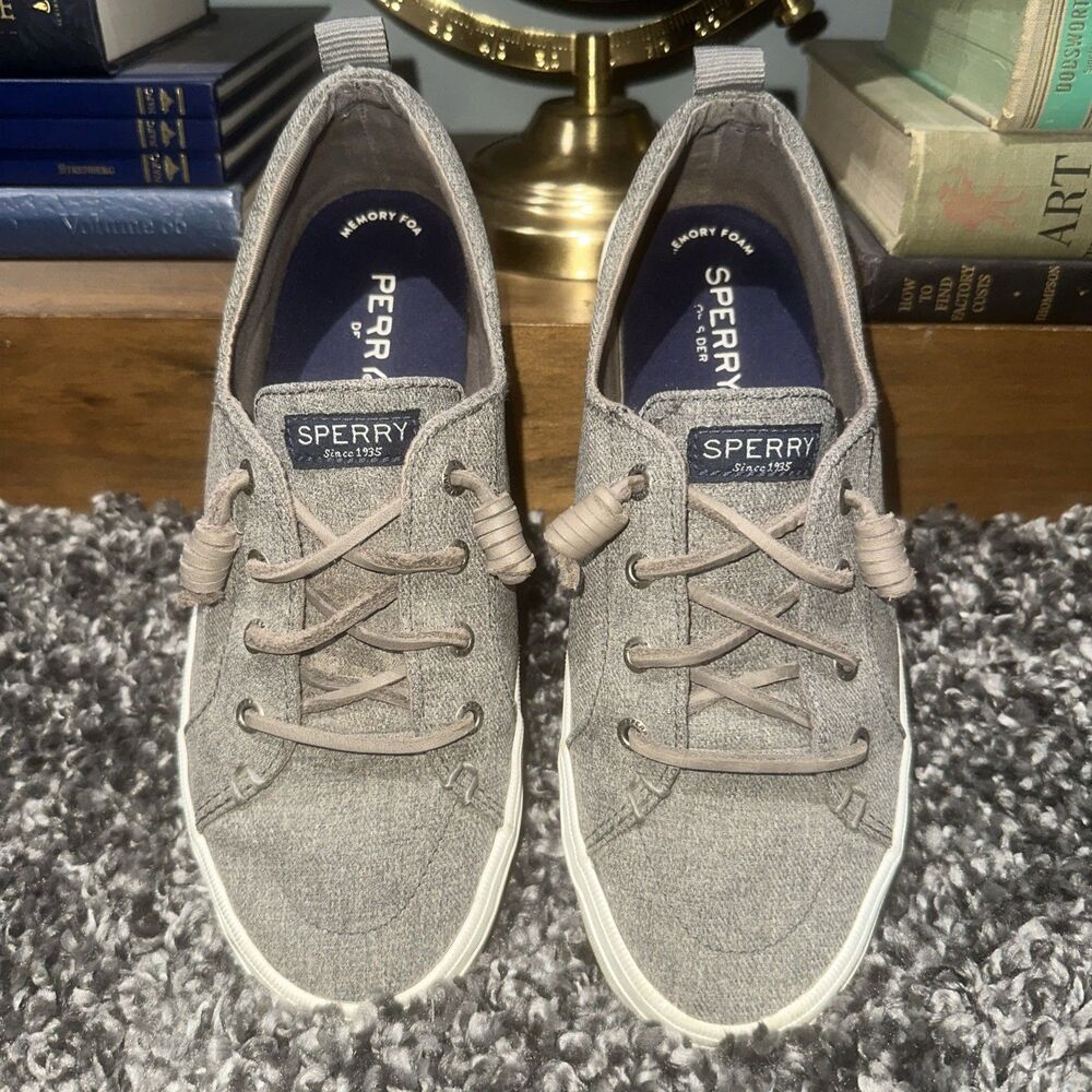 Sperry Top Sider Womens 7.5M Pier Wave Sparkle Grey/Silver Slip On Sneakers Boat